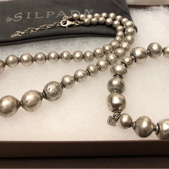 🩶SOLD🩶 Silpada Distressed Atmospheric Sterling Silver Bead Necklace & Bracelet - Picture 8 of 12